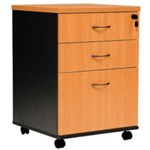 OXLEY MOBILE PEDESTAL 2 DRAWER 1 FILE BEECHIRONSTONE